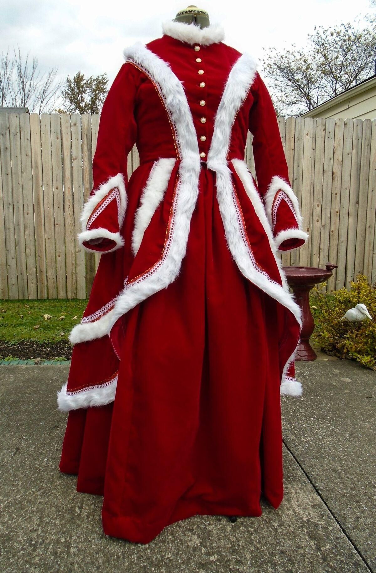 Vintage Fashion Dresses - Women Victorian Edwardian Vintage Santa Velvet