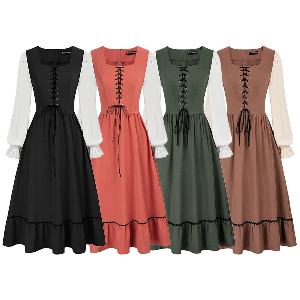 Vintage Fashion Dresses - Women'S Vintage Court Medieval Midi Tie
