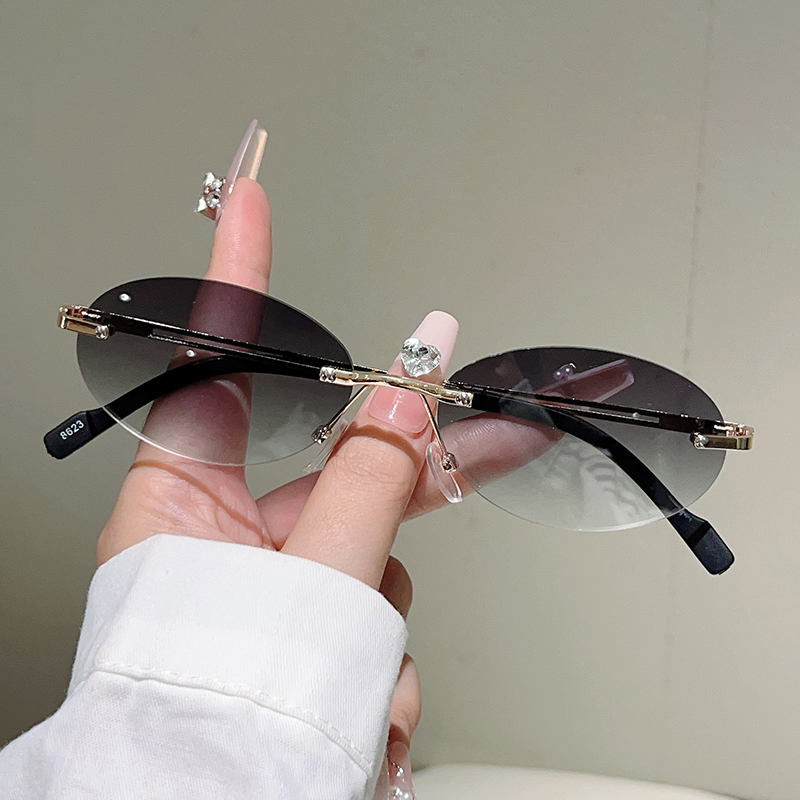 Rimless Oval Sunglasses Women  - Vintage Outdoor Fashion recension och pris