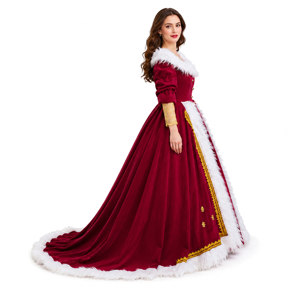 Deluxe Mrs Claus Costumes Adul - Vintage Fashion Dresses recension och pris