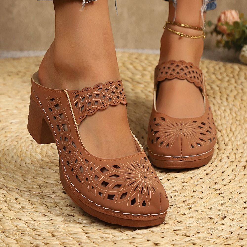 Women Hollow Cutout Mules Chun - Vintage Fashion Dresses recension och pris