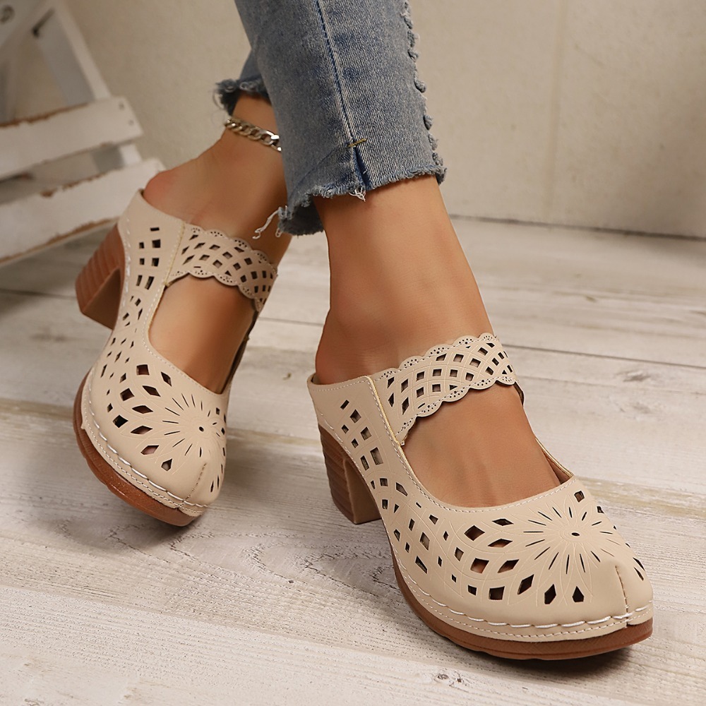 Women Hollow Cutout Mules Chun - Vintage Fashion Dresses recension och pris